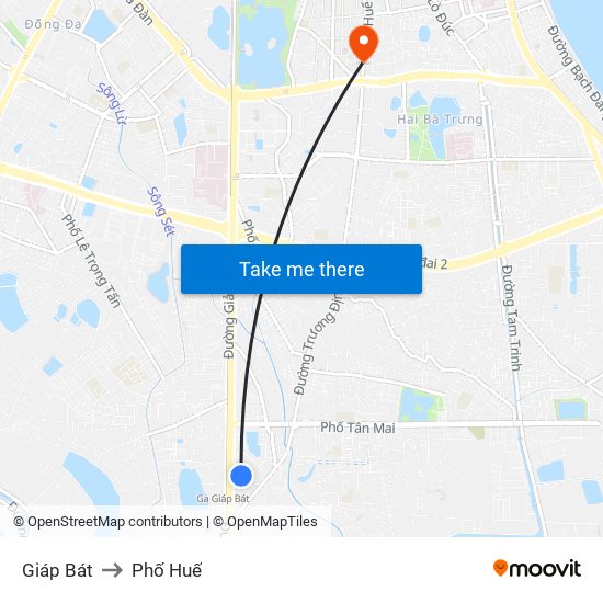 Giáp Bát to Phố Huế map