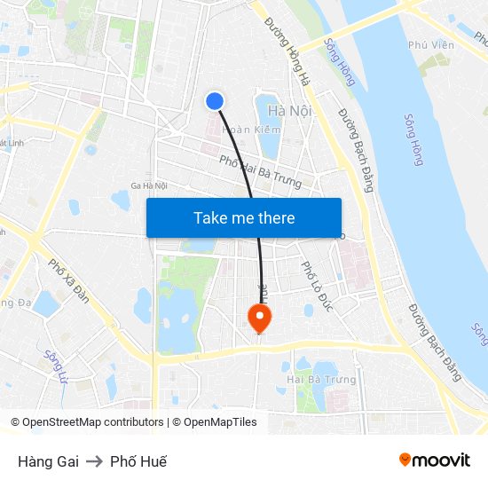 Hàng Gai to Phố Huế map