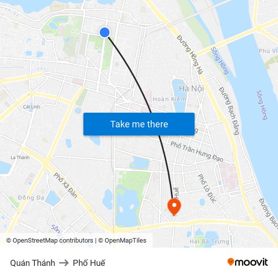 Quán Thánh to Phố Huế map