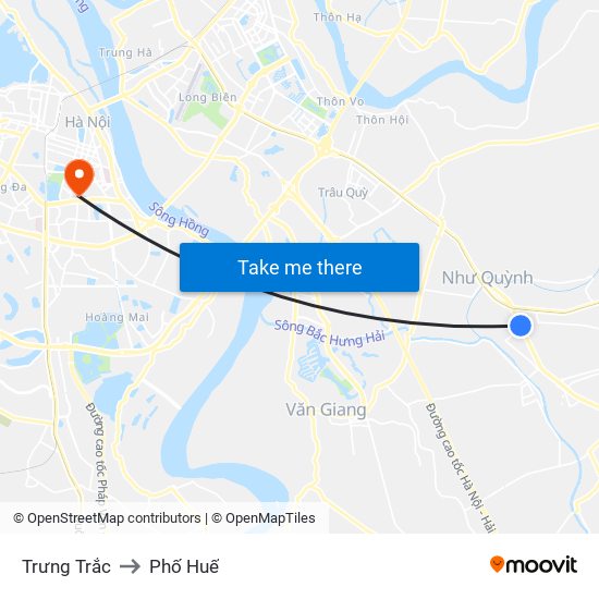 Trưng Trắc to Phố Huế map