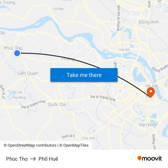 Phúc Thọ to Phố Huế map