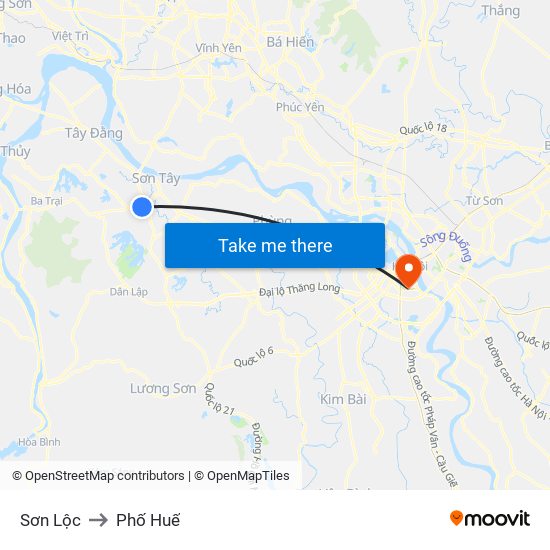 Sơn Lộc to Phố Huế map