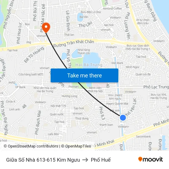 Giữa Số Nhà 613-615 Kim Ngưu to Phố Huế map