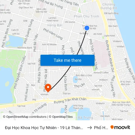 Đại Học Khoa Học Tự Nhiên - 19 Lê Thánh Tông to Phố Huế map