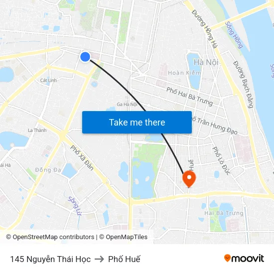 145 Nguyễn Thái Học to Phố Huế map