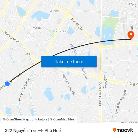 322 Nguyễn Trãi to Phố Huế map