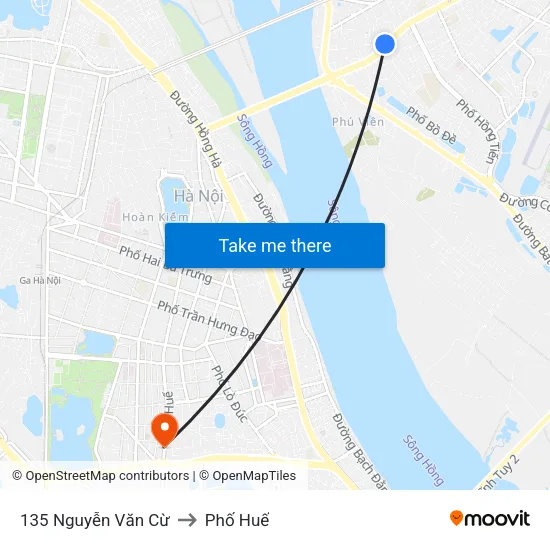 135 Nguyễn Văn Cừ to Phố Huế map