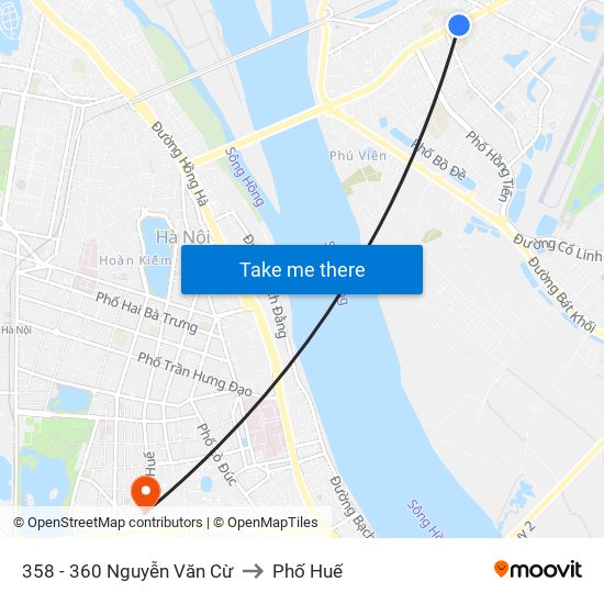 358 - 360 Nguyễn Văn Cừ to Phố Huế map