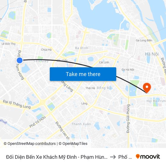 Đối Diện Bến Xe Khách Mỹ Đình - Phạm Hùng (Cột Trước) to Phố Huế map