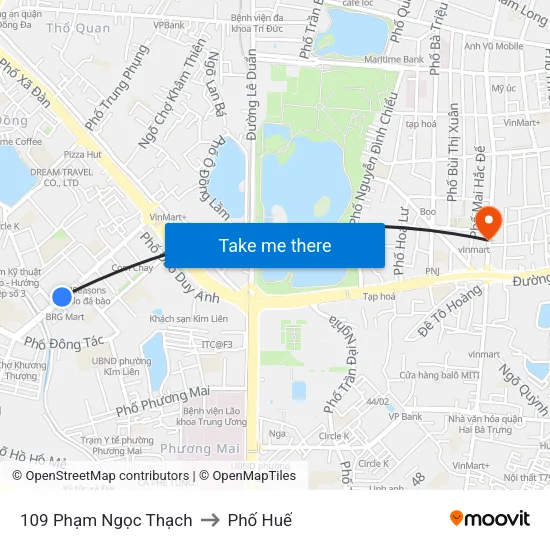 109 Phạm Ngọc Thạch to Phố Huế map