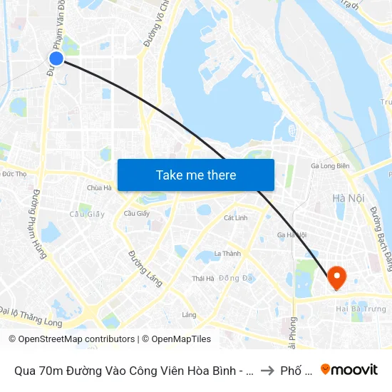 Qua 70m Đường Vào Công Viên Hòa Bình - Phạm Văn Đồng to Phố Huế map
