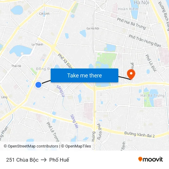 251 Chùa Bộc to Phố Huế map
