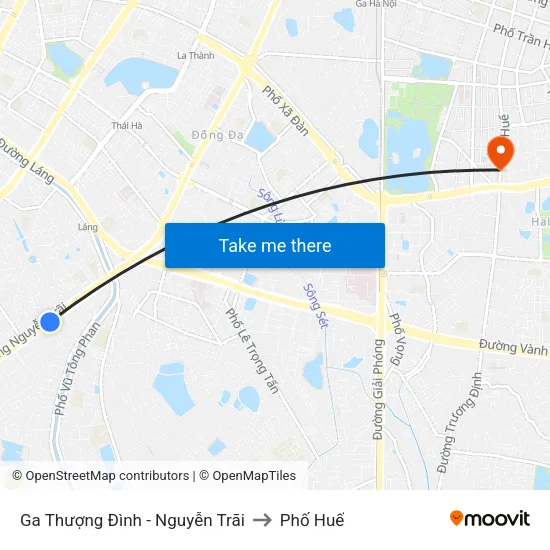 Ga Thượng Đình - Nguyễn Trãi to Phố Huế map