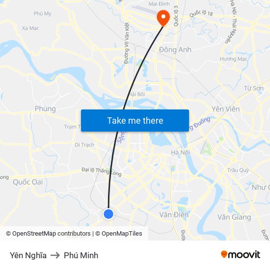 Yên Nghĩa to Phú Minh map