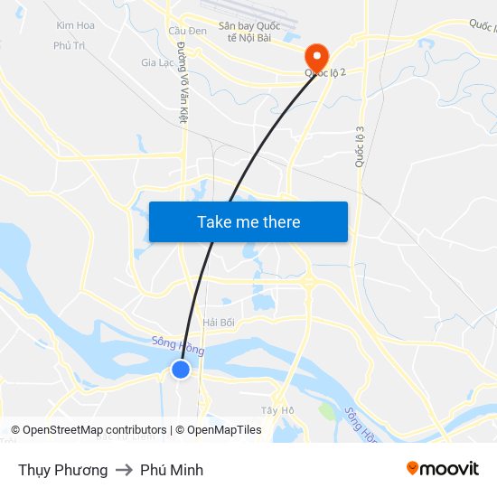 Thụy Phương to Phú Minh map