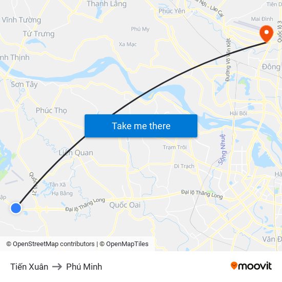 Tiến Xuân to Phú Minh map