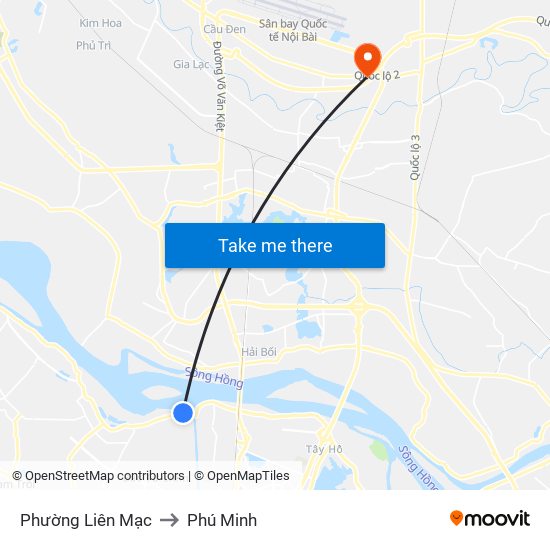 Phường Liên Mạc to Phú Minh map