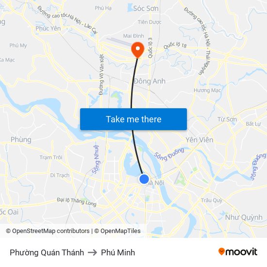 Phường Quán Thánh to Phú Minh map
