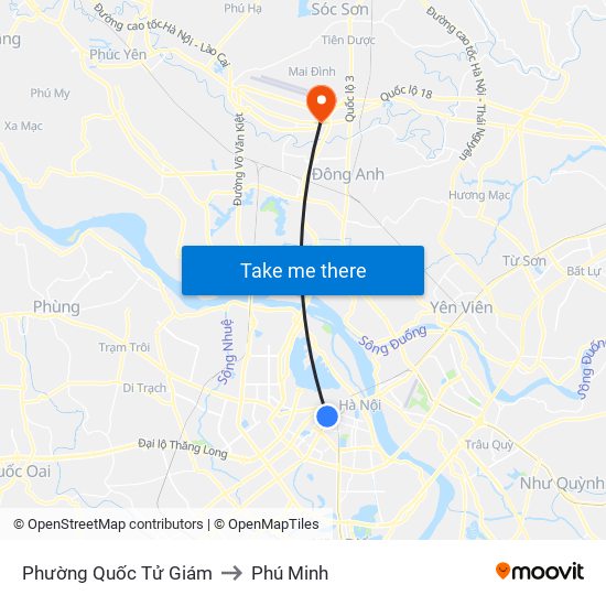 Phường Quốc Tử Giám to Phú Minh map