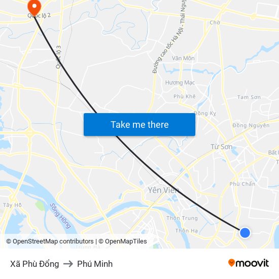 Xã Phù Đổng to Phú Minh map