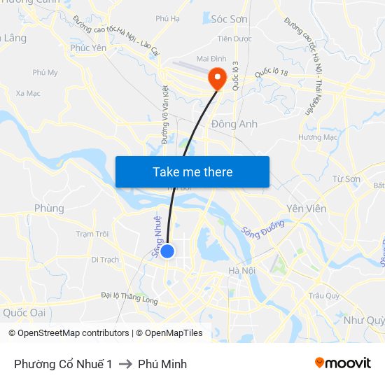 Phường Cổ Nhuế 1 to Phú Minh map