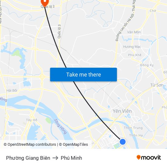 Phường Giang Biên to Phú Minh map