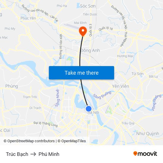 Trúc Bạch to Phú Minh map