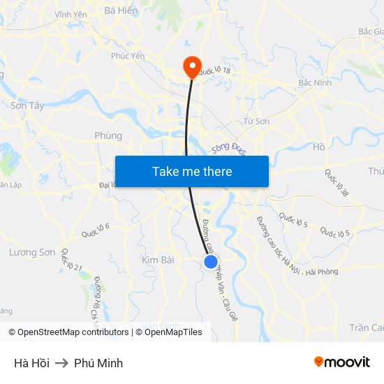 Hà Hồi to Phú Minh map