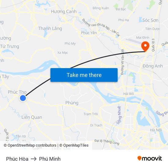 Phúc Hòa to Phú Minh map