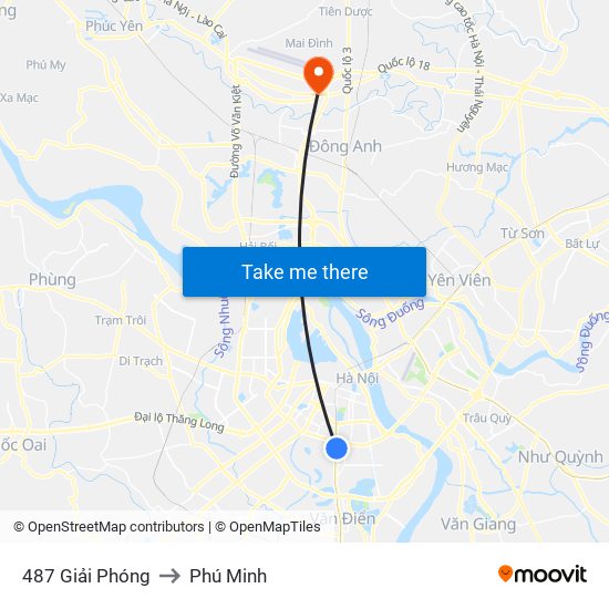 487 Giải Phóng to Phú Minh map