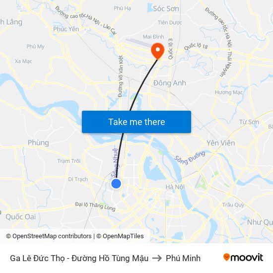 Ga Lê Đức Thọ - Đường Hồ Tùng Mậu to Phú Minh map