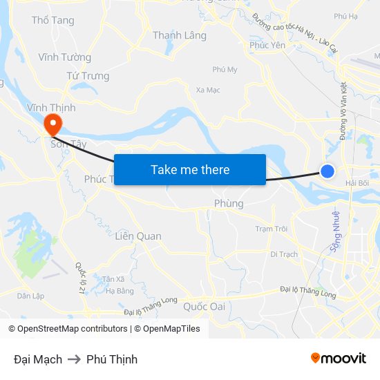 Đại Mạch to Phú Thịnh map