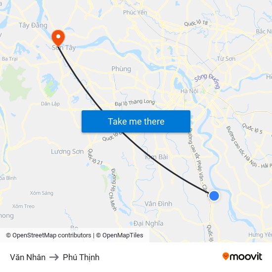 Văn Nhân to Phú Thịnh map