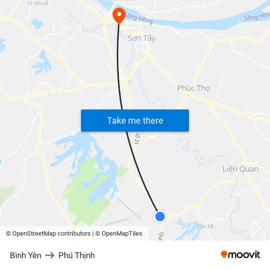 Bình Yên to Phú Thịnh map
