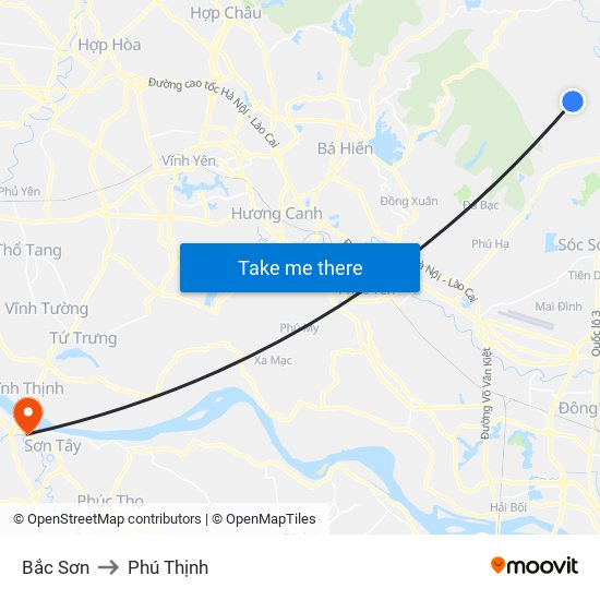 Bắc Sơn to Phú Thịnh map