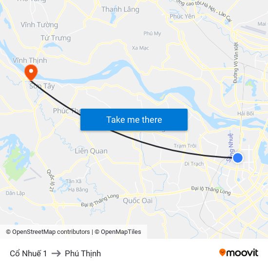 Cổ Nhuế 1 to Phú Thịnh map