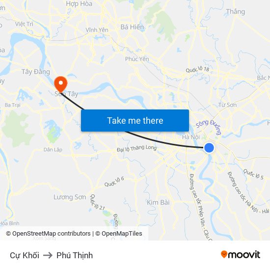 Cự Khối to Phú Thịnh map