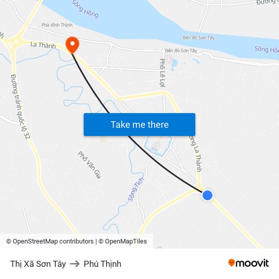 Thị Xã Sơn Tây to Phú Thịnh map