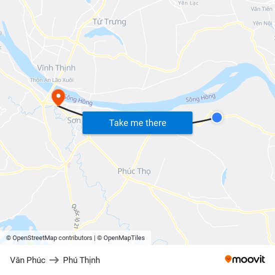 Vân Phúc to Phú Thịnh map