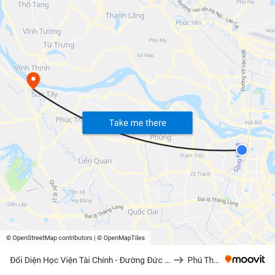 Đối Diện Học Viện Tài Chính - Đường Đức Thắng to Phú Thịnh map