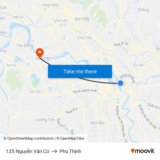 135 Nguyễn Văn Cừ to Phú Thịnh map