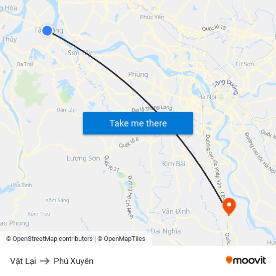 Vật Lại to Phú Xuyên map