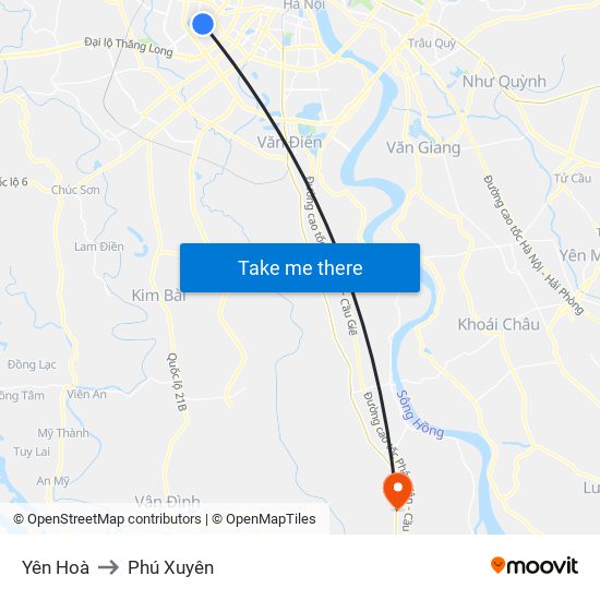 Yên Hoà to Phú Xuyên map