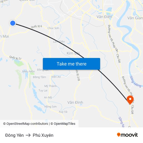 Đông Yên to Phú Xuyên map