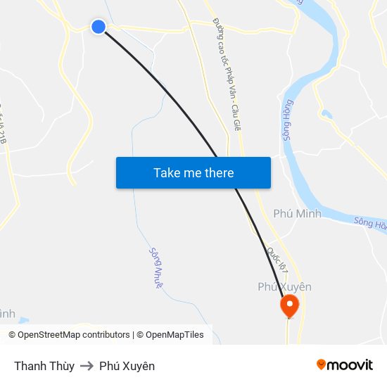 Thanh Thùy to Phú Xuyên map