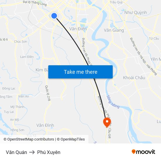 Văn Quán to Phú Xuyên map