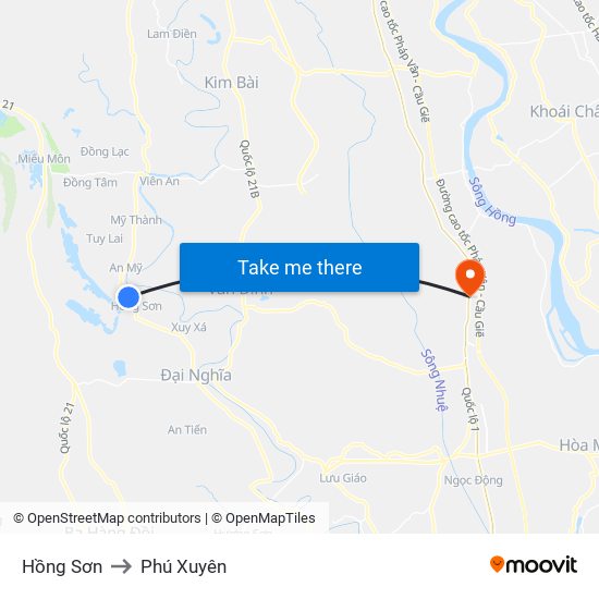 Hồng Sơn to Phú Xuyên map