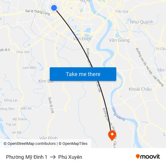 Phường Mỹ Đình 1 to Phú Xuyên map