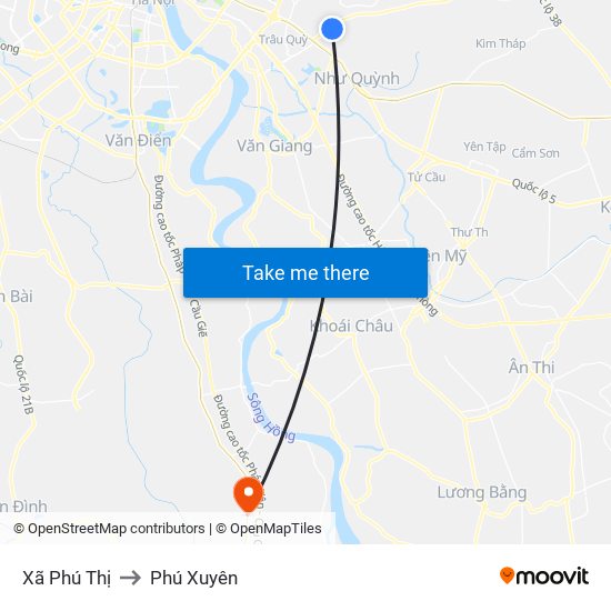 Xã Phú Thị to Phú Xuyên map