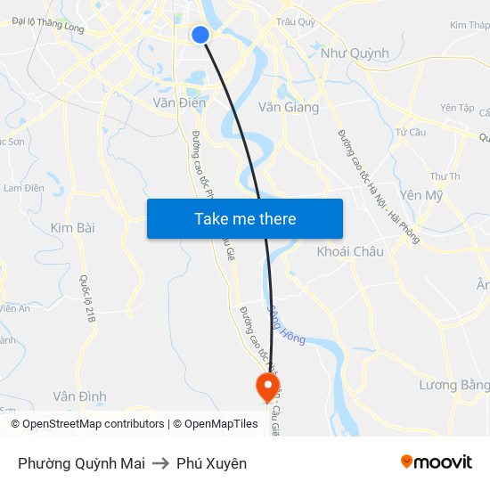 Phường Quỳnh Mai to Phú Xuyên map